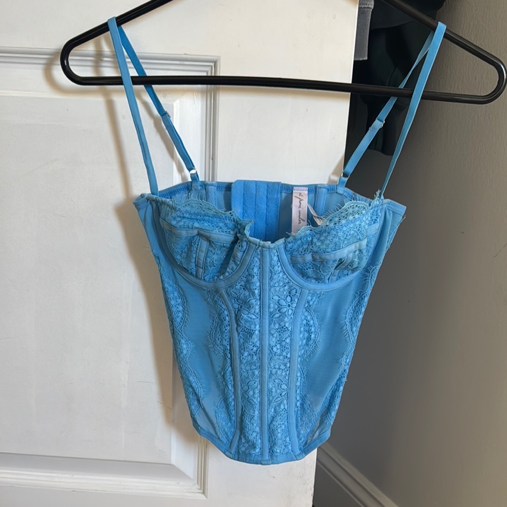 Blue Lace Corset Top